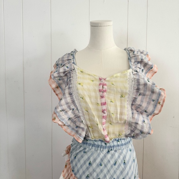 LoveShackFancy Leon Dress in Multi Rosebud Check Small - Picture 8 of 15